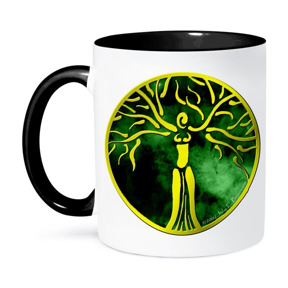 3dRose, Dryad Medallion Fantasy Fairy Digital, 11oz Two-Tone Black Mug