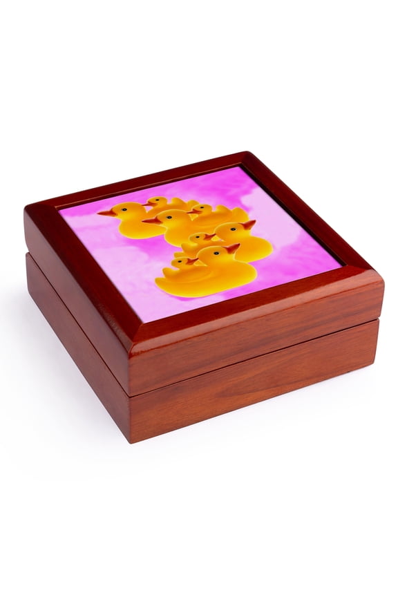 , Ducks on pink, Jewelry Box 5.5x5.5 inch with 4 inch tile