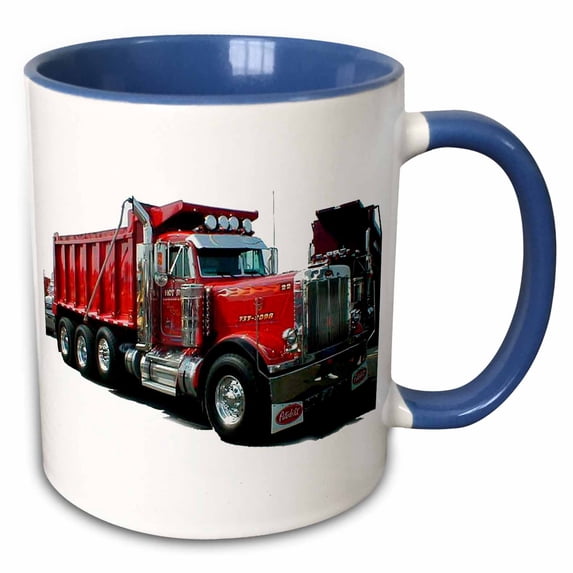 3drose, Dump Truck, 15oz Two-tone Blue Mug