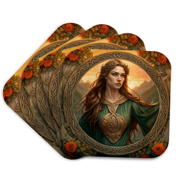 3drose, Dwynwen the Patron Saint of Lovers, Set of 4 Coasters - Soft