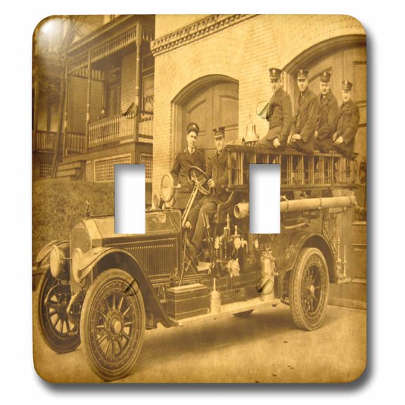 3dRose, Early 1900s Pumper Fire Truck and Firemen, double toggle switch