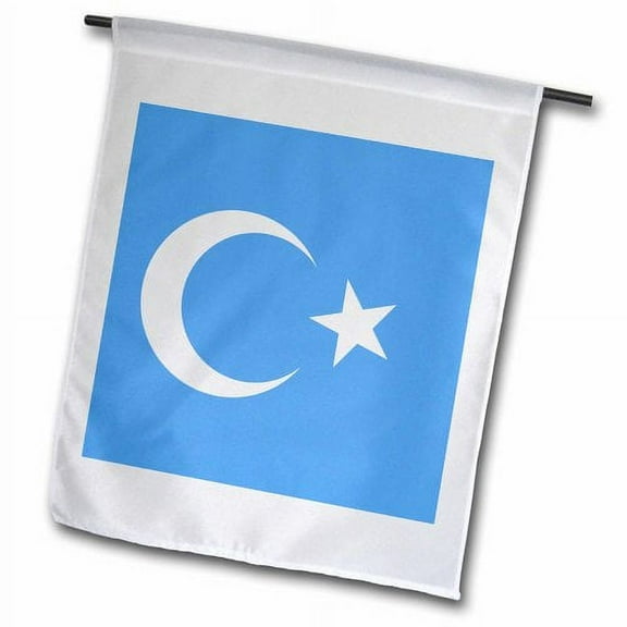 3dRose, East Turkestan flag - Kokbayraq - Kok Bayraq - Sky blue with white crescent moon and star, 18 x 27 inch Garden Flag