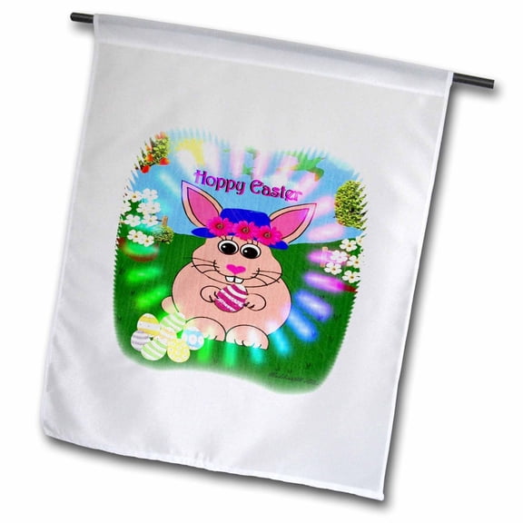 3dRose, Easter Bunny - Colour Eggs, 12 x 18 inch Garden Flag