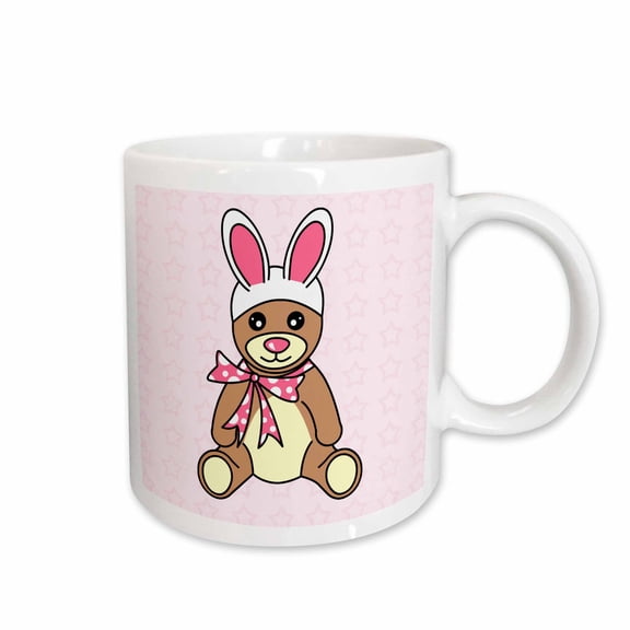 3drose, Easter Cute Easter Teddy Bear with Bunny Ears, 11oz Mug