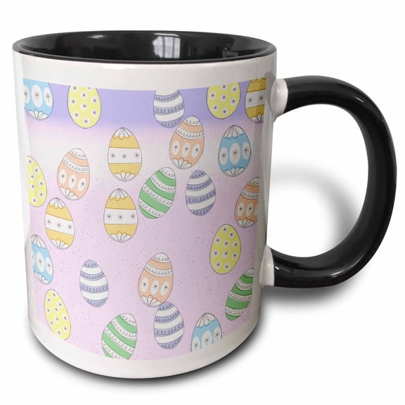 3drose, Easter Eggs, 11oz Two-tone Black Mug