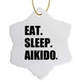 thumbnail image 1 of 3drose, Eat Sleep Aikido - Japanese Martial Arts Love - Self Defense Sports, 3 inch Snowflake Porcelain Ornament, 1 of 7