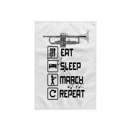 3dRose, Eat Sleep March Repeat marching band design for any trumpet player, 15x22 Hand Towel