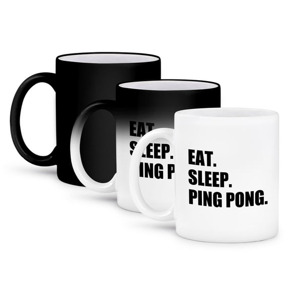 3dRose, Eat Sleep Ping Pong - sport humor fun text gift for table tennis fans, 11oz Magic Transforming Mug