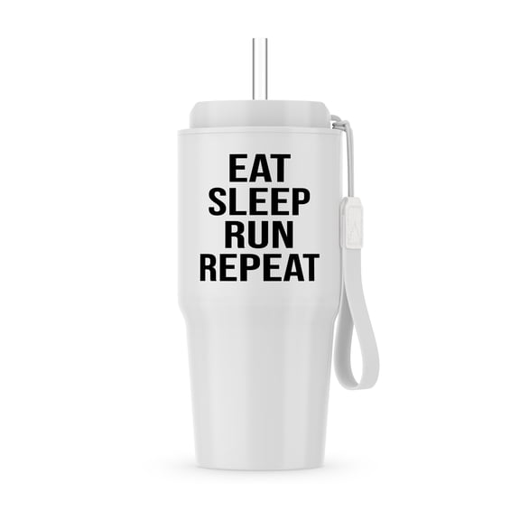 Eat Sleep Run Repeat. Black Lettering On White Background., 20oz Tumbler