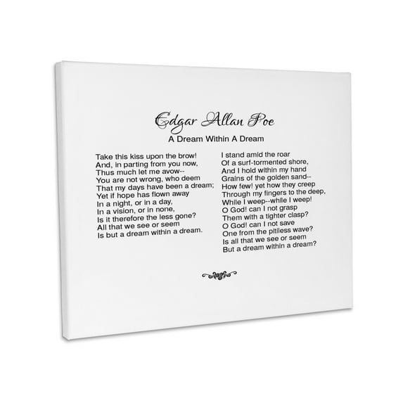 3dRose, Edgar Allan Poe A Dream Within A Dream. Take this kiss upon the brow, Museum Grade Canvas Wrap 14x11