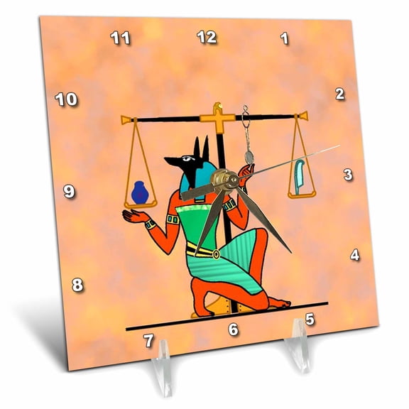 3dRose, Egyptian painting and scales, 6x6 Desk Clock