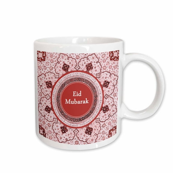 3drose, Eid Mubarak - Red Blessed Happy Eid Greeting - Islam Muslim Holiday, 15oz Mug