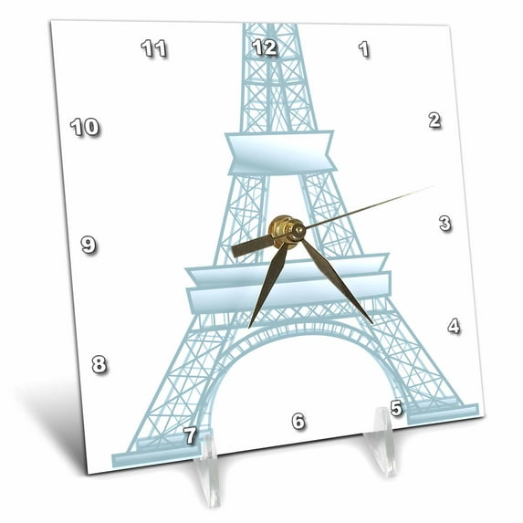 3dRose, Eiffel Tower - Paris, France - Travel Art, 6x6 Desk Clock
