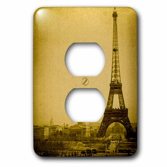3dRose, Eiffel Tower Vintage Stereoview from the 1890s Antique, 2 plug outlet cover