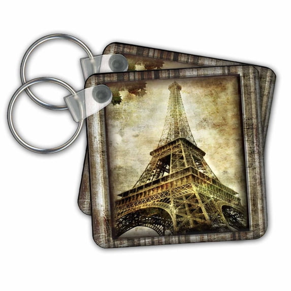 3dRose, Eiffel Tower, set of 2 Key Chains