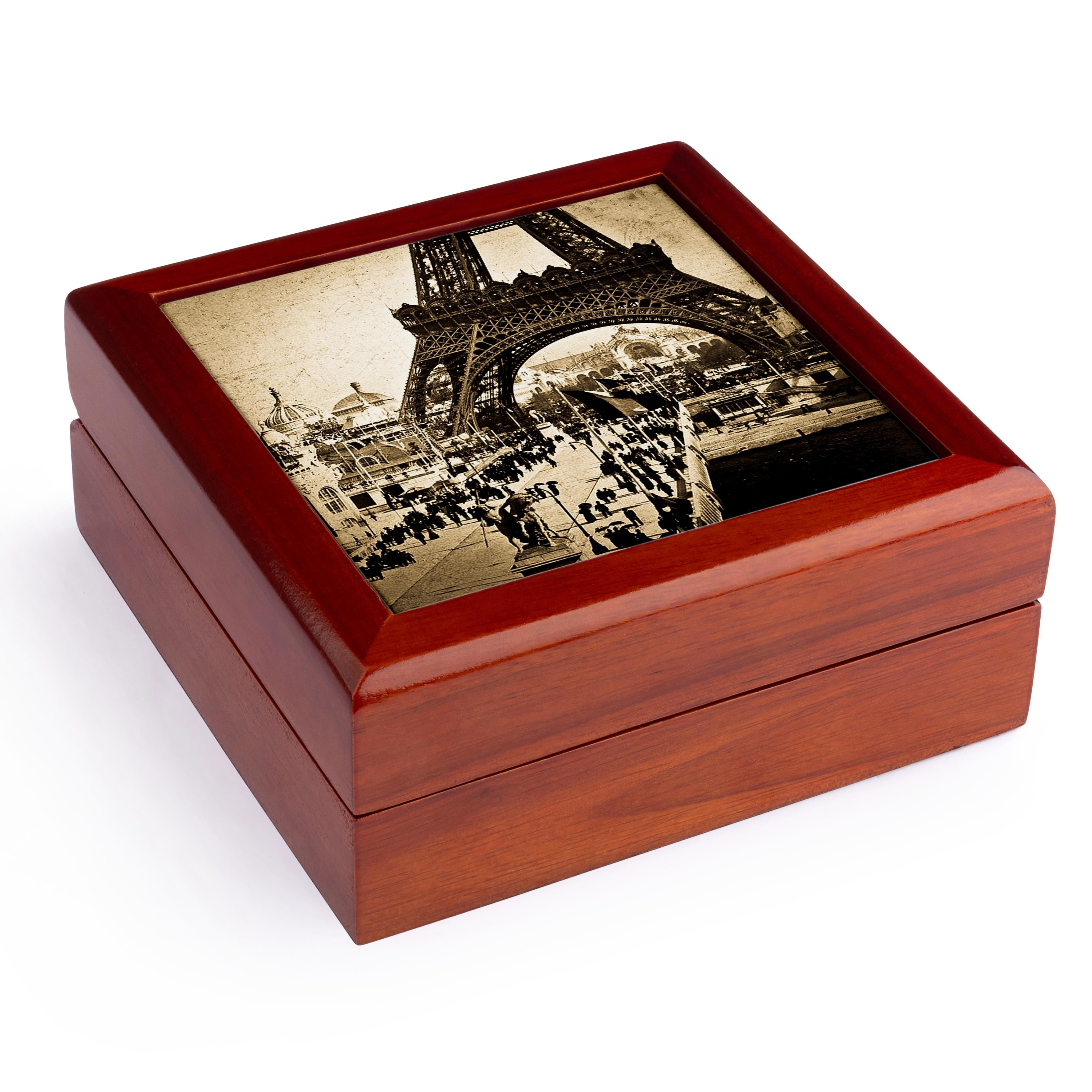 3dRose, Eiffel Tower with the Champ De Mars in the Distance Paris Exposition , Jewelry Box 5.5x5.5 inch with 4 inch tile