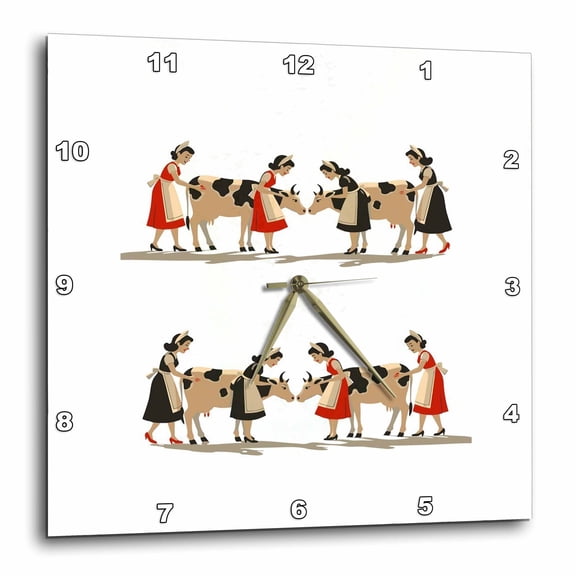 3drose, Eight Maids a Milking Stencil-style Cut Out, 15x15 Wall Clock
