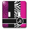 thumbnail image 1 of 3dRose, Elegant Animal Print Monogram - Hot Pink K, double toggle switch, 1 of 1