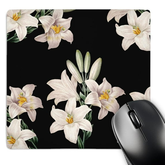 3dRose, Elegant Black and White Liles Botanical, MousePad
