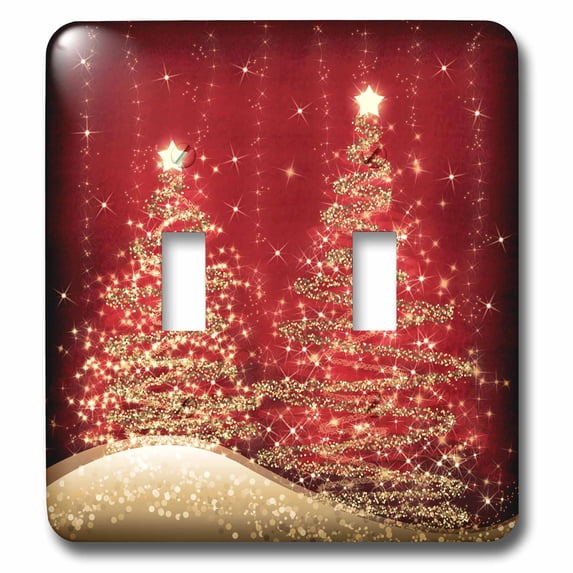3dRose, Elegant Christmas Sparkling Trees Red, double toggle switch