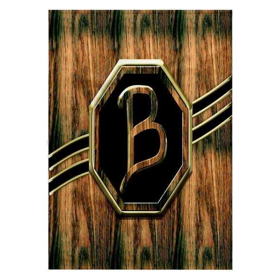 3dRose, Elegant Faux Gold and Wood Grain Monogram Letter B, 22x30 Bath Hand Pool Towel