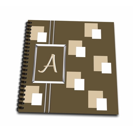 3dRose, Elegant Geometric Earth Tone Squares Pattern Monogram Letter A, Mini Notepad 4 x 4 inch