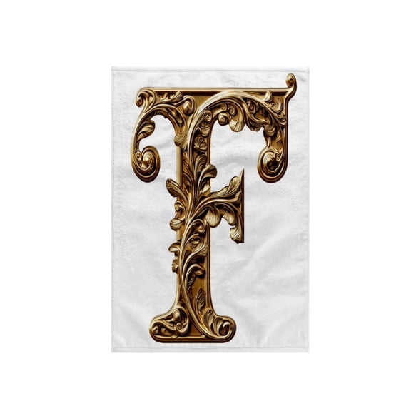 3dRose, Elegant Image Of Gold Victorian Ornate Monogram Initial F, 15x22 Hand Towel