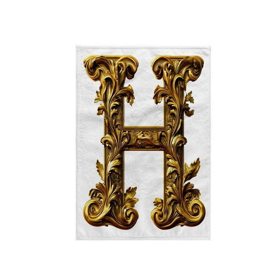 3dRose, Elegant Image Of Gold Victorian Ornate Monogram Initial H, 15x22 Hand Towel