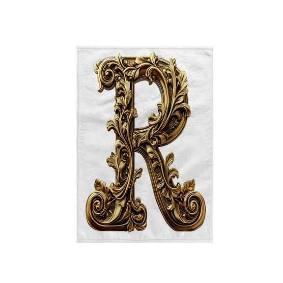 3dRose, Elegant Image Of Gold Victorian Ornate Monogram Initial R, 15x22 Hand Towel