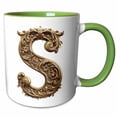thumbnail image 1 of 3drose, Elegant Image of Gold Victorian Ornate Monogram Initial S, 15oz Two-tone Green Mug, 1 of 6