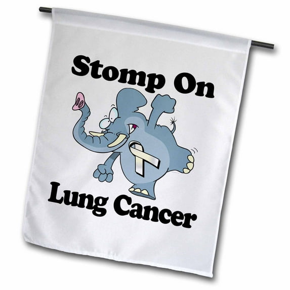 3dRose, Elephant Stomp On Lung Cancer Awareness Ribbon Cause Design, 18 x 27 inch Garden Flag