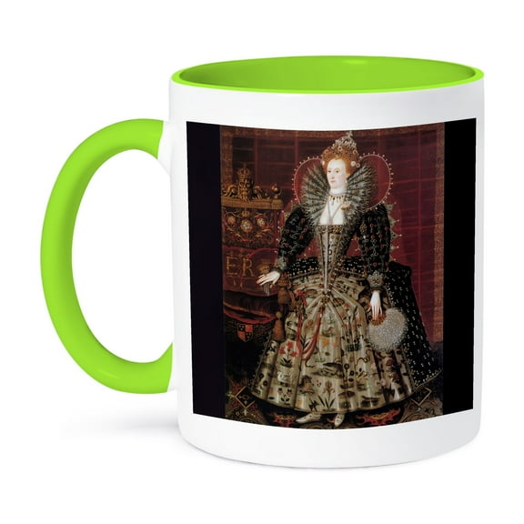 3dRose, Elizabeth I of England c. 1592 by Nicholas Hillard Studio, 11oz Two-Tone Green Mug