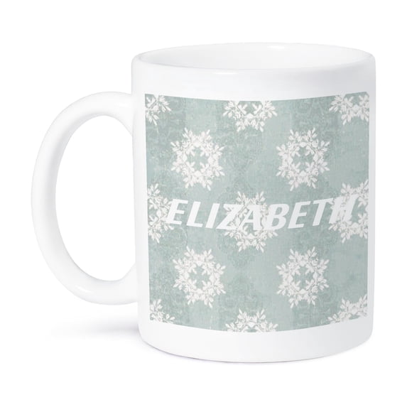 3dRose, Elizabeth In White On Snowflake Background, 11oz Mug
