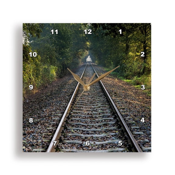 3dRose, Empty railroad tracks, Tuscany, Italy, 15x15 Wall Clock