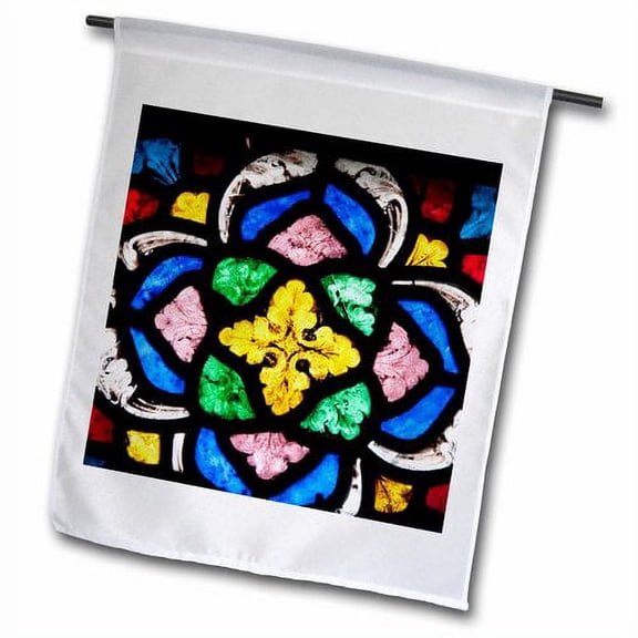 3dRose, England, Kent, Canterbury Cathedral window - EU33 CMI0487 - Cindy Miller Hopkins, 18 x 27 inch Garden Flag