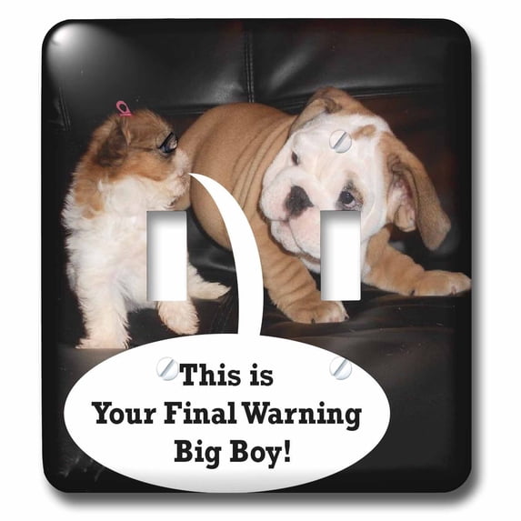 3dRose, English Bulldog and Shih Tzu Puppies, double toggle switch