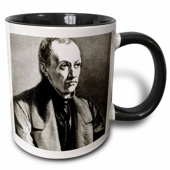 3drose, Engraving, Auguste Comte, Philosopher, Historical Art - Hi12 Pri0243 - Prisma, 11oz Two-tone Black Mug