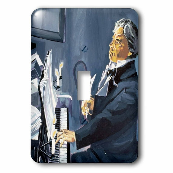 3dRose, Engraving of Beethoven, German composer, Historical Art - HI12 PRI0223 - Prisma, single toggle switch
