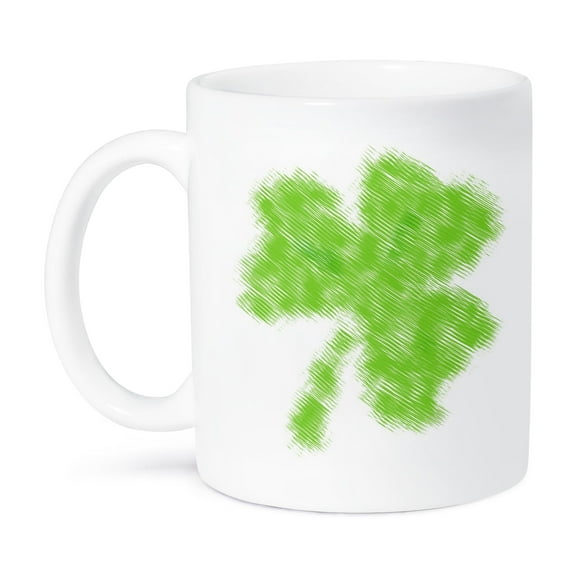 3dRose, Etched Green Clover- Irish Art- St. Patricks Day, 15oz Mug