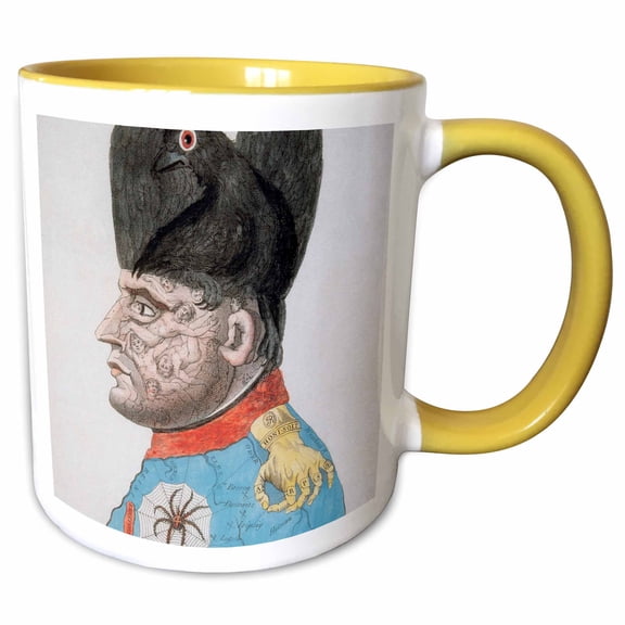 3drose, Etching, Napoleon Bonaparte, Emperor, Historical Art - Hi12 Pri0301 - Prisma, 11oz Two-tone Yellow Mug