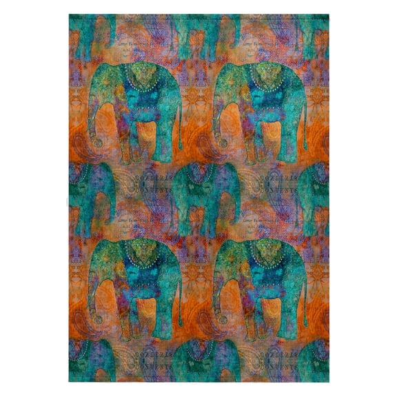 3dRose, Ethnic inspired elephant pattern in orange and turquoise, 22x30 Bath Hand Pool Towel