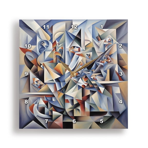 3dRose, Euclidean Abstract Cubism In Blue Tones 2, 15x15 Wall Clock