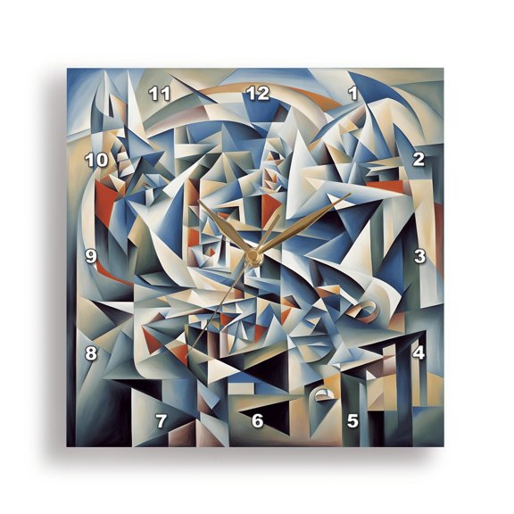 3dRose, Euclidean Abstract Cubism In Blue Tones 4, 15x15 Wall Clock