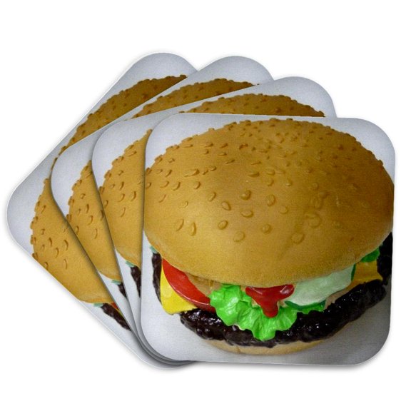 3drose, Everyone Loves a Burger, Set of 4 Coasters - Soft