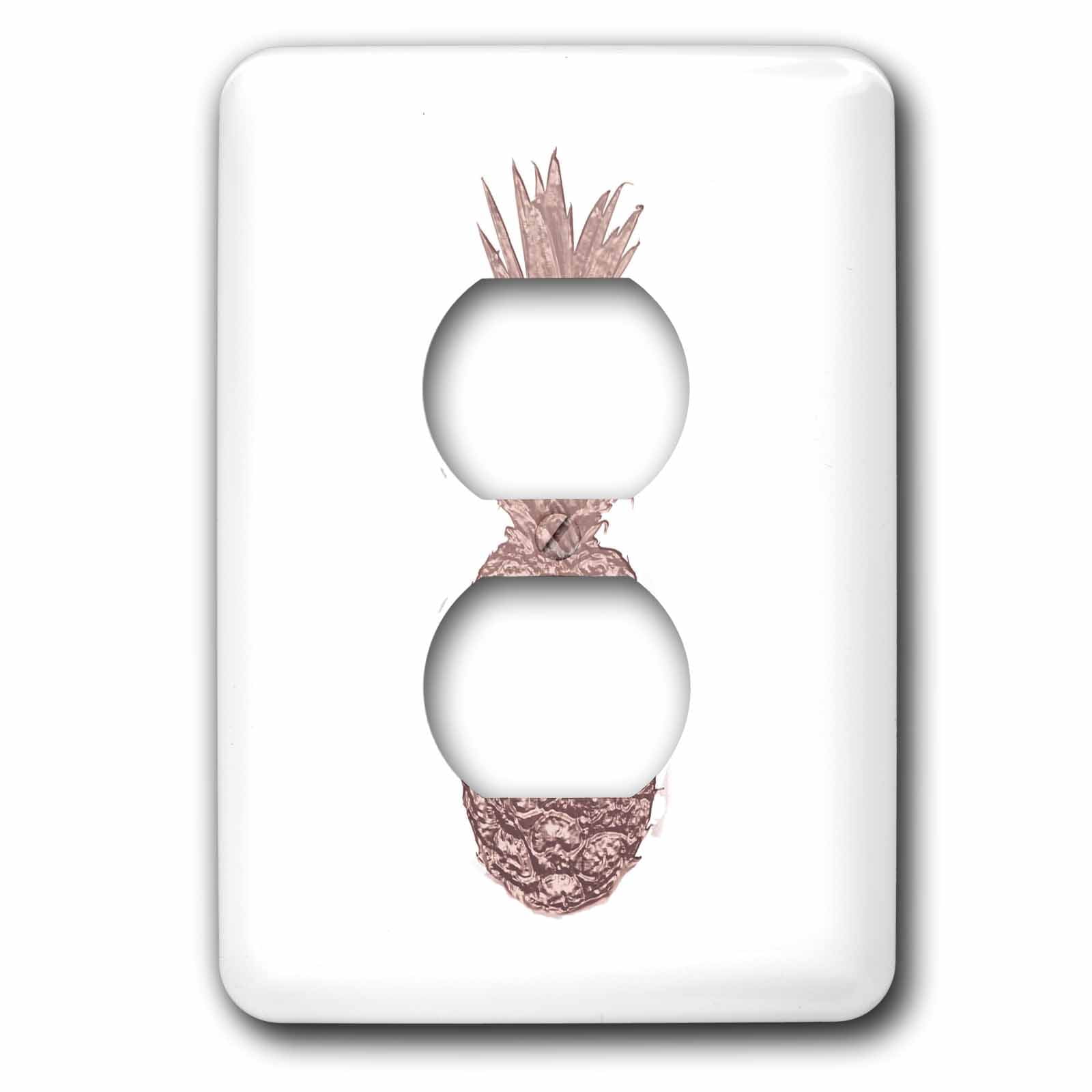 3dRose, Exotic Rose Gold Metallic Pineapple , 2 plug outlet cover