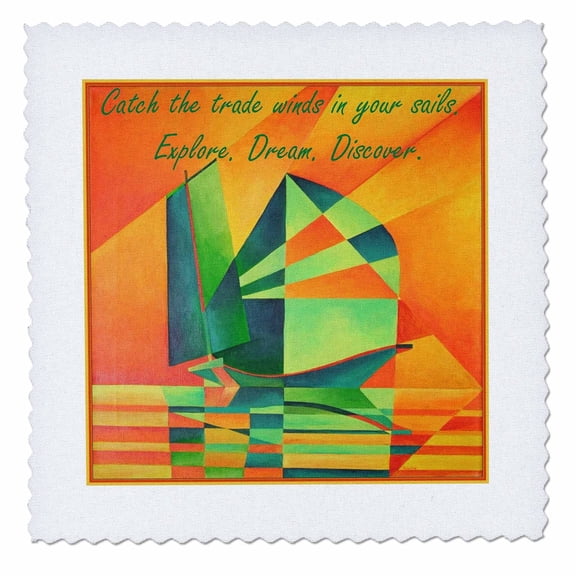 3dRose, Explore, Dream, Discover - explore, dream, discover, inspirational quotes, mark twain, graduation, 10x10 inch quilt square