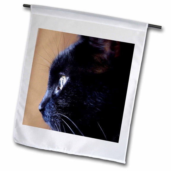 3dRose, Extreme Closeup Of Black Cat, 12 x 18 inch Garden Flag