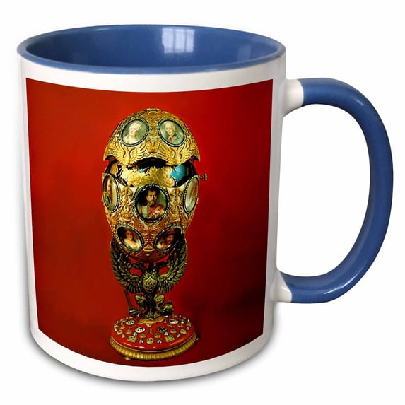 3drose, Faberge® Egg Tercentenary of Romanoffs House Pictured, 11oz Two-tone Blue Mug