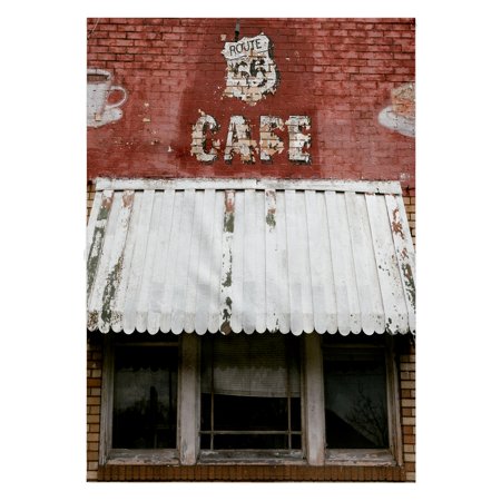 3dRose, Facade of an abandoned Cafe, Litchfield, Illinois, USA. Route 66, 22x30 Bath Hand Pool Towel