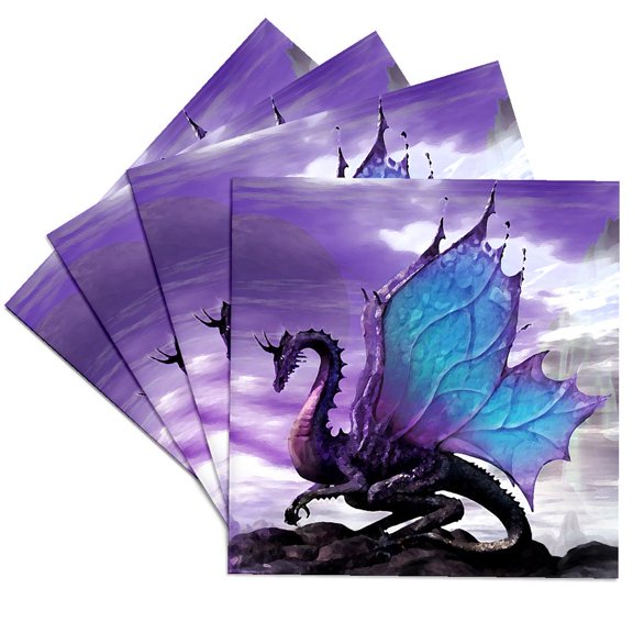 3dRose, Fairytale Dragon, Set of 4 Ceramic Tile Coasters